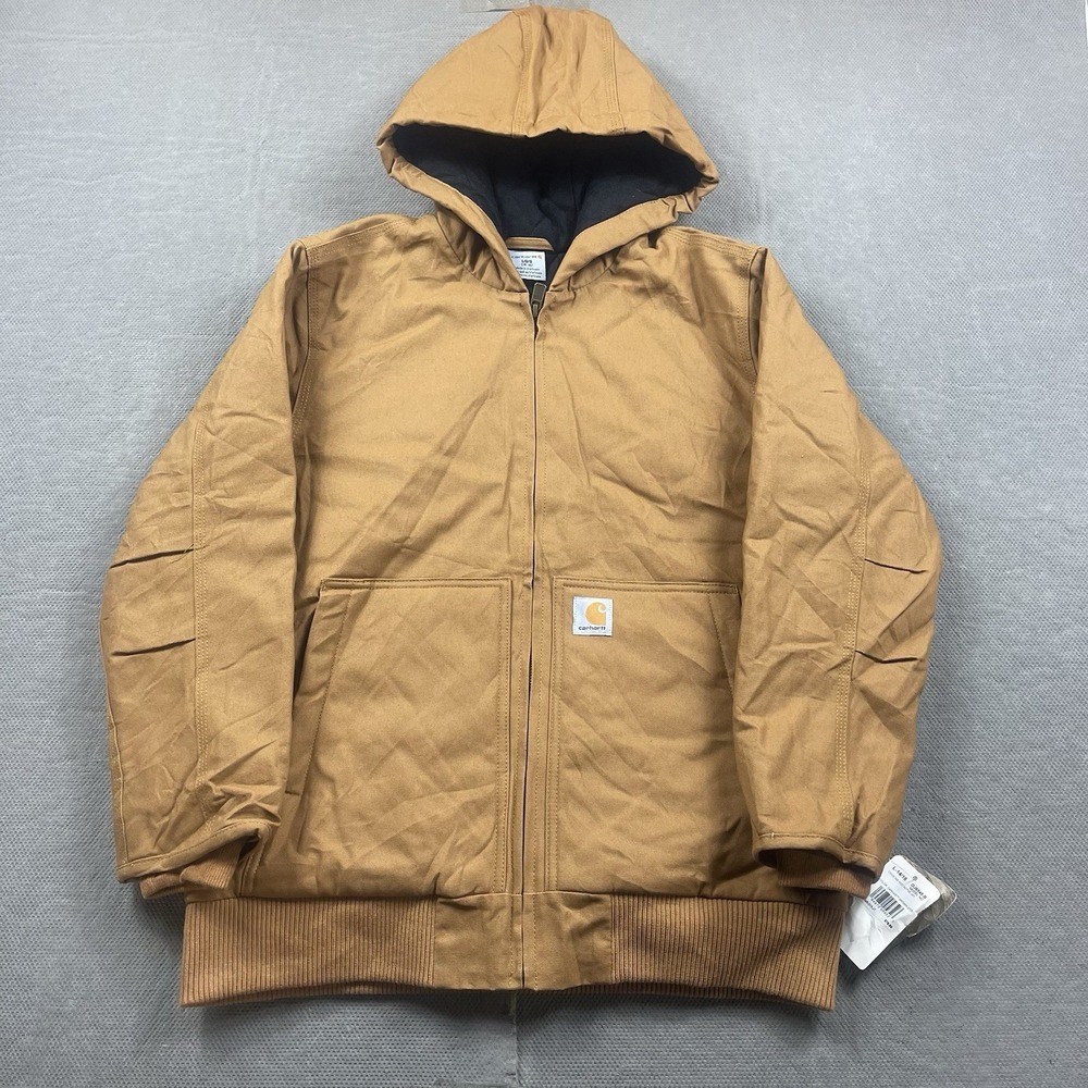 Carhartt Active Jacket Youth Large 14-16 OJ8545-B Brown Duck Canvas Quilted New